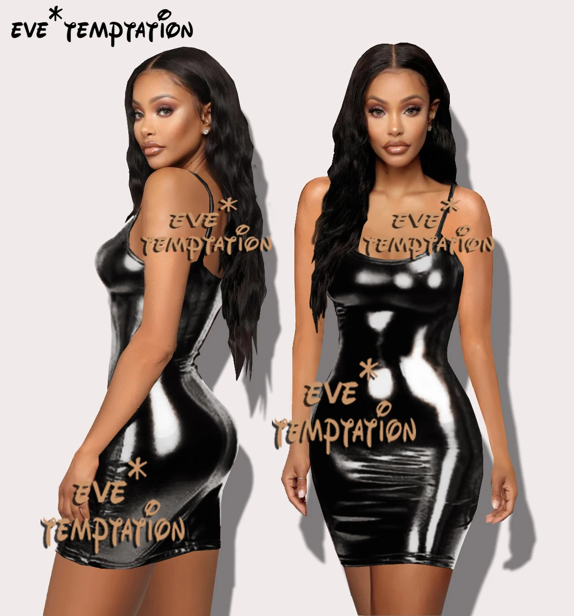 Сексуальное нижнее белье из искусственной кожи с блестящим ПВХ Babydoll трико без