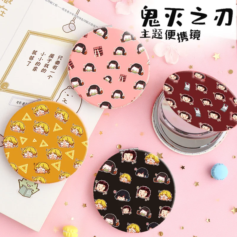 

Japanese anime demon killer Kimetsu no Yaiba portable folding mirror Nezuko Zenitsu girls portable makeup mirror round mirror