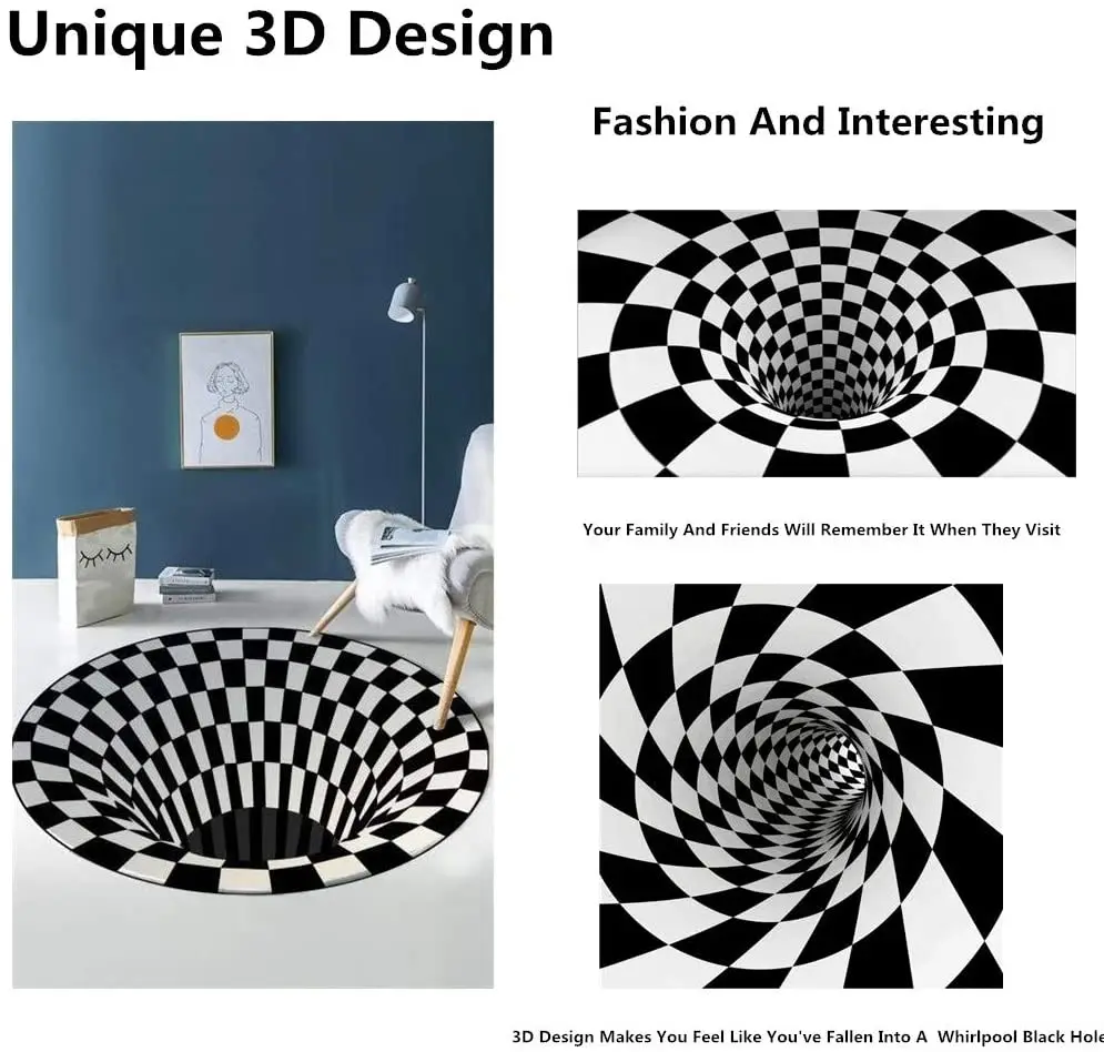 

3D Vortex Illusion Rug Optical Illusion Areas Swirl Print Rug Carpet Floor Pad Non-slip Doormat Mats for Home Dropshipping IBOWS