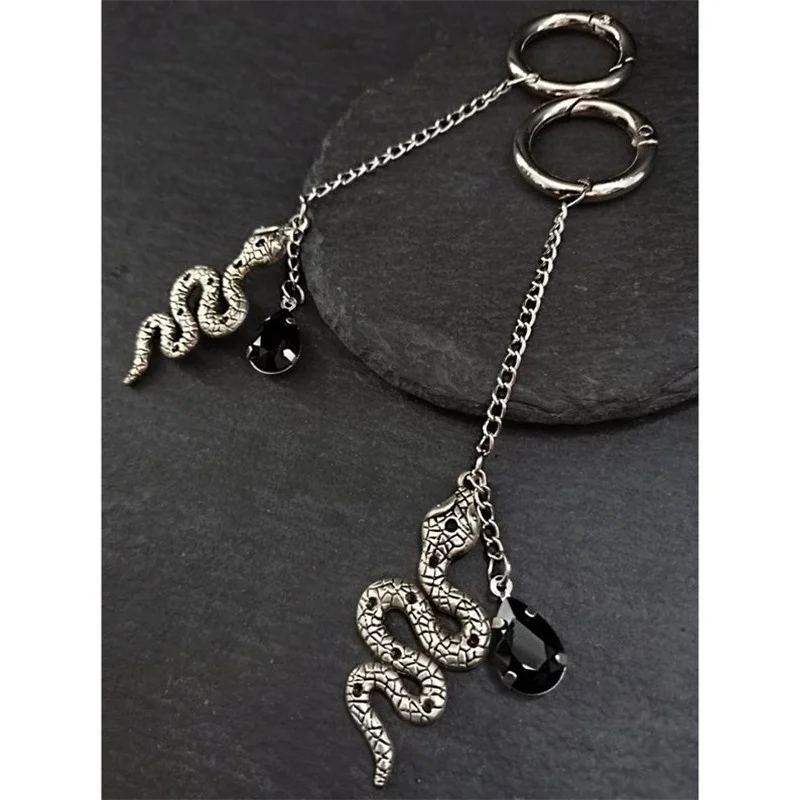

Snake Hoop Sexy Earrings Hoop Hangers Silver Color Gothic Aesthetic