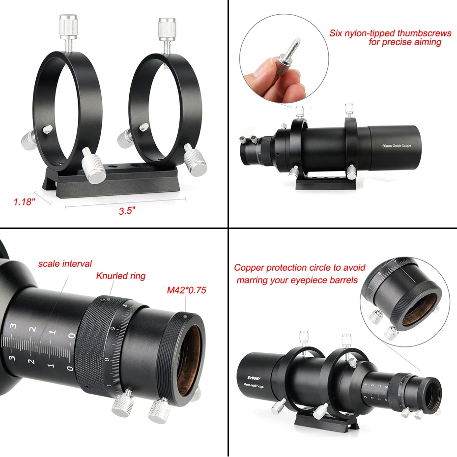 SVBONY телескопическая направляющая скап/Finder Scope Compact Deluxe w/1 25 "Двойная спиральная