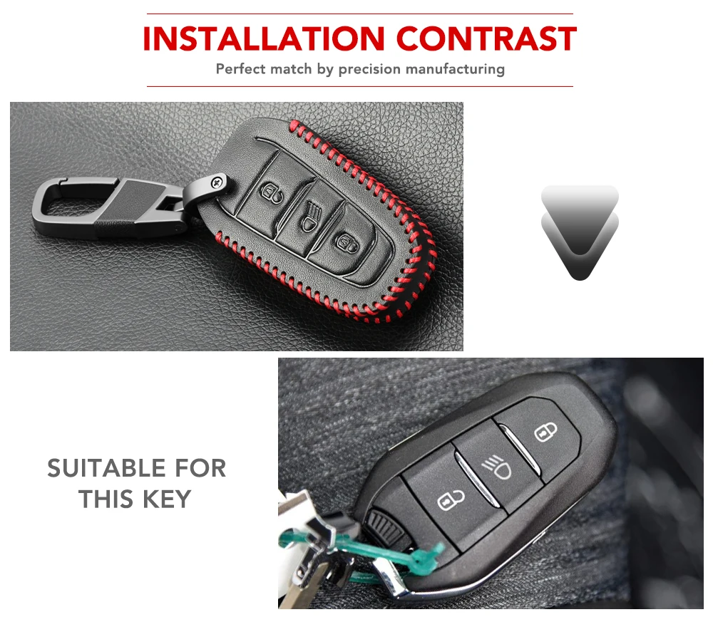 Кожаный чехол для автомобильных ключей Peugeot RCZ 206 207 208 306 307 308 408 508 2008 3008 4008 5008 Citroen C4