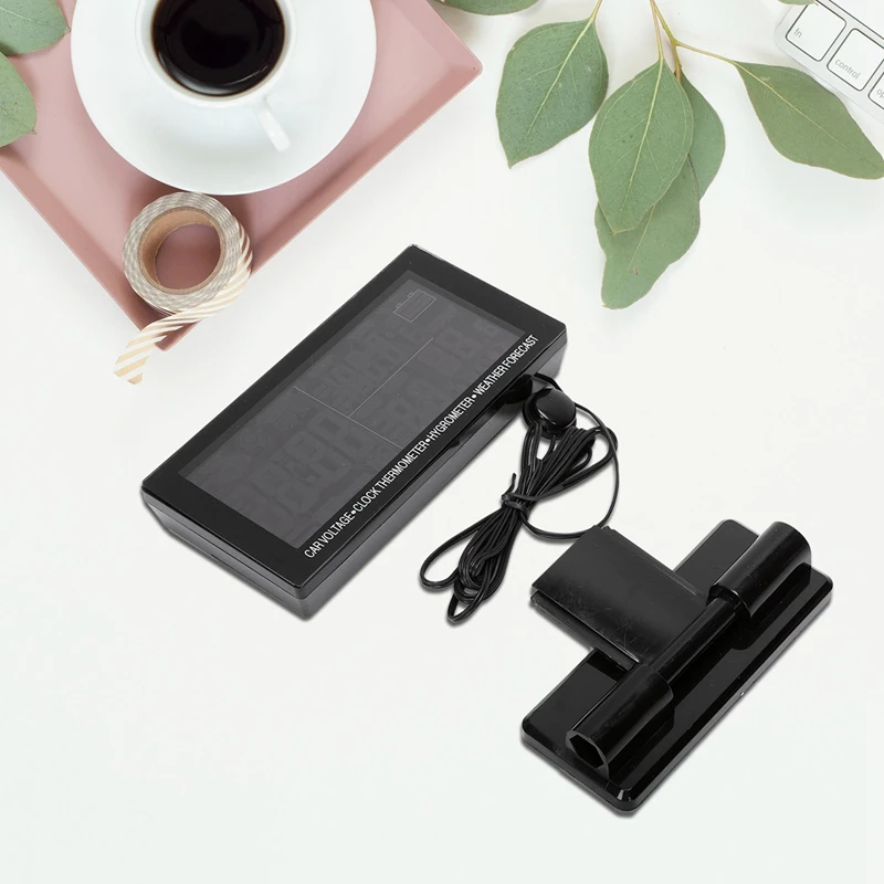 4 In 1 Digital Car Thermometer Hygrometer Dc 12V Lcd Vehicle Voltage Clock Weather Forecast Temperature Humidity Meter Ec60 | Автомобили и