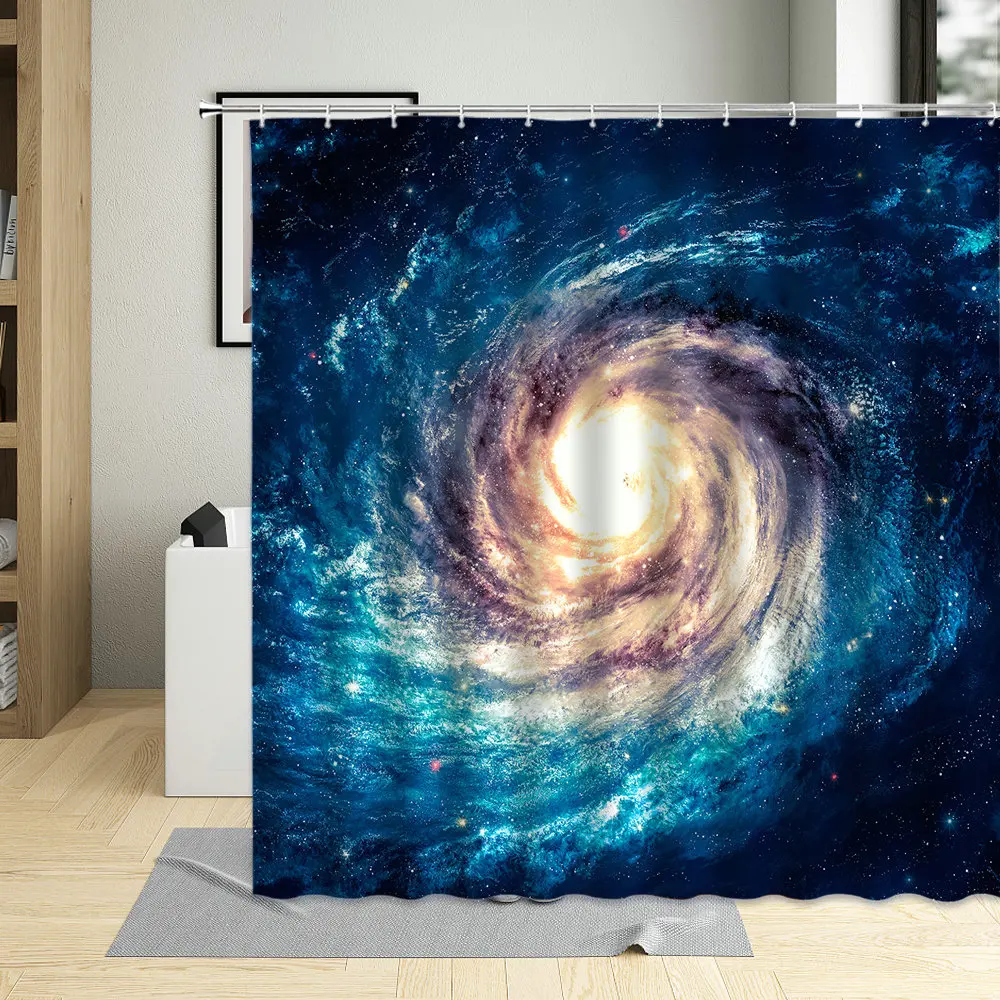 

Galaxy Night Landscape Shower Curtain Creative Starry Sky Polyester Fabric Bathroom Curtains For Living Room Screens With Hooks