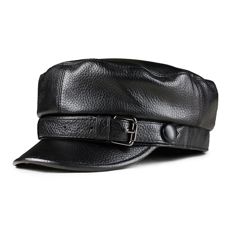 Кепка из натуральной воловьей кожи для мужчин и женщин Снэпбэк на плоской