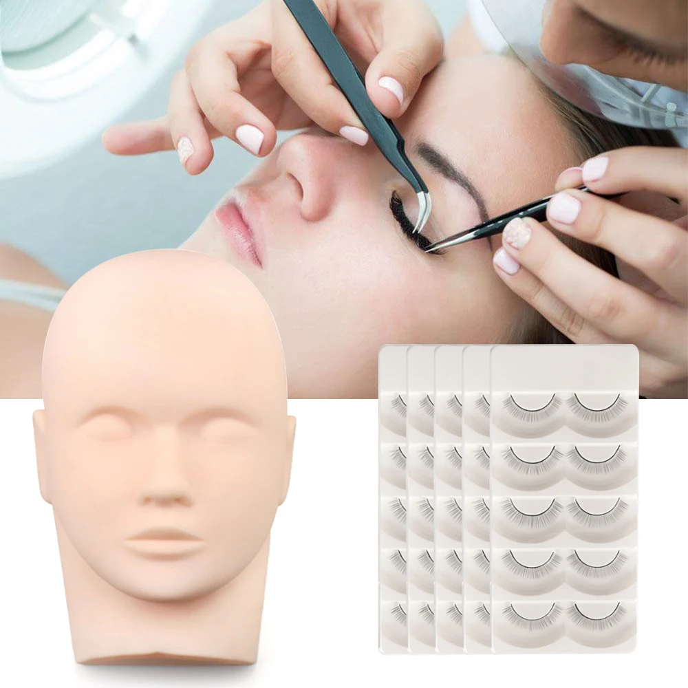 

Набор для обучения накладным ресницам, силиконовый манекен, модель головы для начинающих, Тренировочный Набор, инструмент для наращивания ...