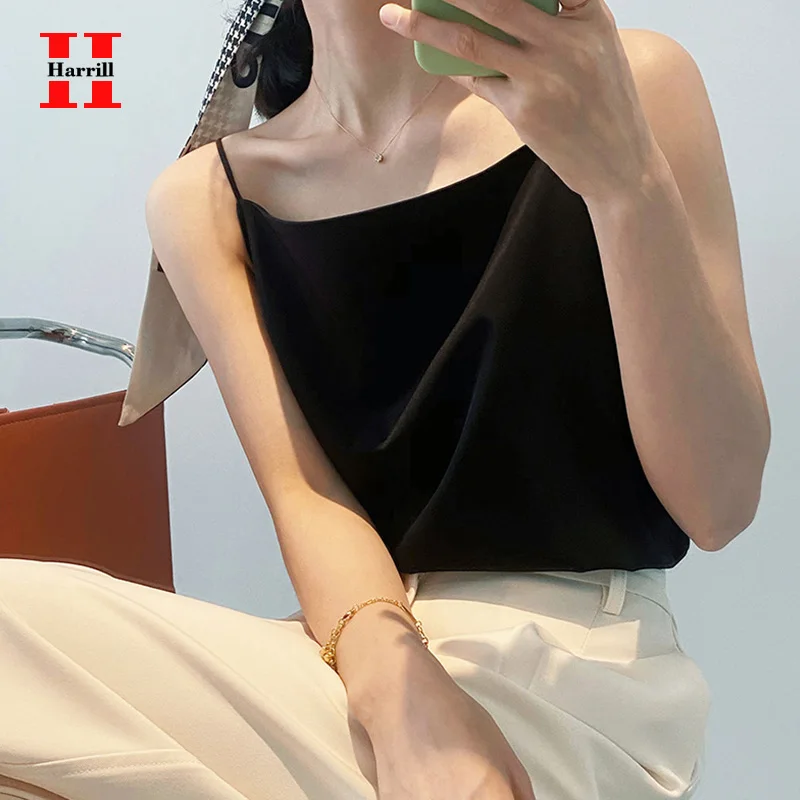 

Cropped Tops Summer T-shirts Women Clothes Loose Solid Color Tees Top Polyester Blouse Femme Slash Neck Sleeveless Harajuku