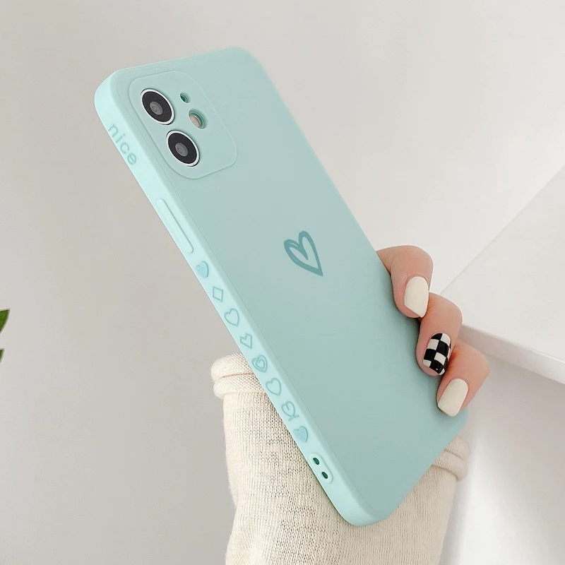 

2020 Silicone Bumper Back Cover Soft Candy Love Heart Phone Case For iPhone 11 12 Pro Max XS Max X XR 6 6S 7 8 Plus Mini SE