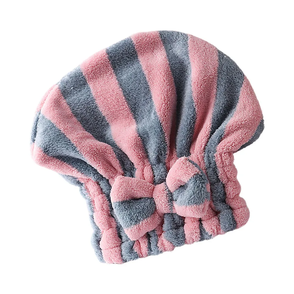 

1Pc Striped Shower Cap Lovely Bathing Cap Bathroom Home Absorbent Shower Cap