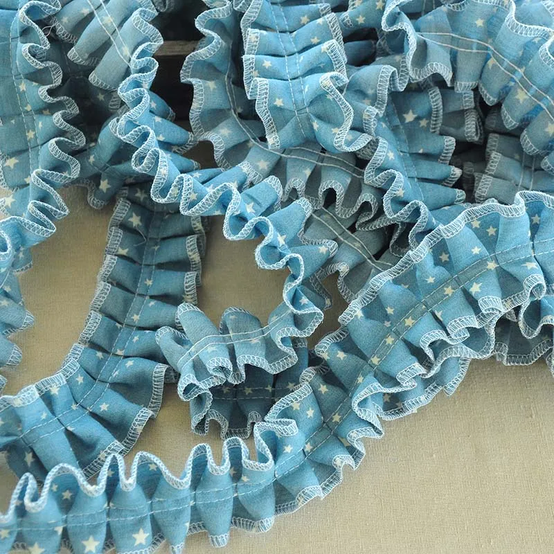 Синяя джинсовая лента с принтом в виде звезды один метр ткань для шитья одежды