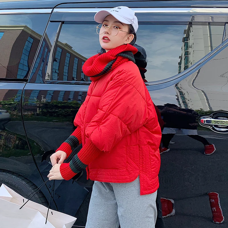 2019 куртка женская зимняя модная теплая плотная однотонная Короткая Стильная