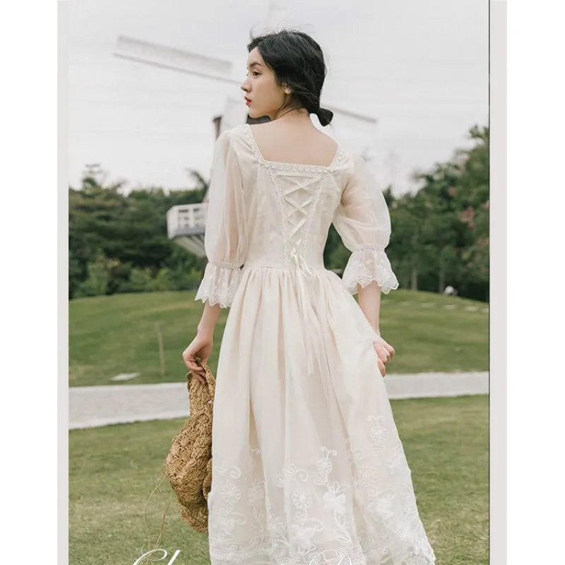 

Vintage Retro Dress Women French Style Elegant Designer Fairy Dress Casual Slim Chiffon Party Dress 2020 Autumn Women's Clothing