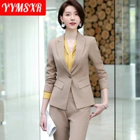 high end office womens suit pants two piece 2022 new autumn and winter womens jacket high waist temperament 9 minutes pants