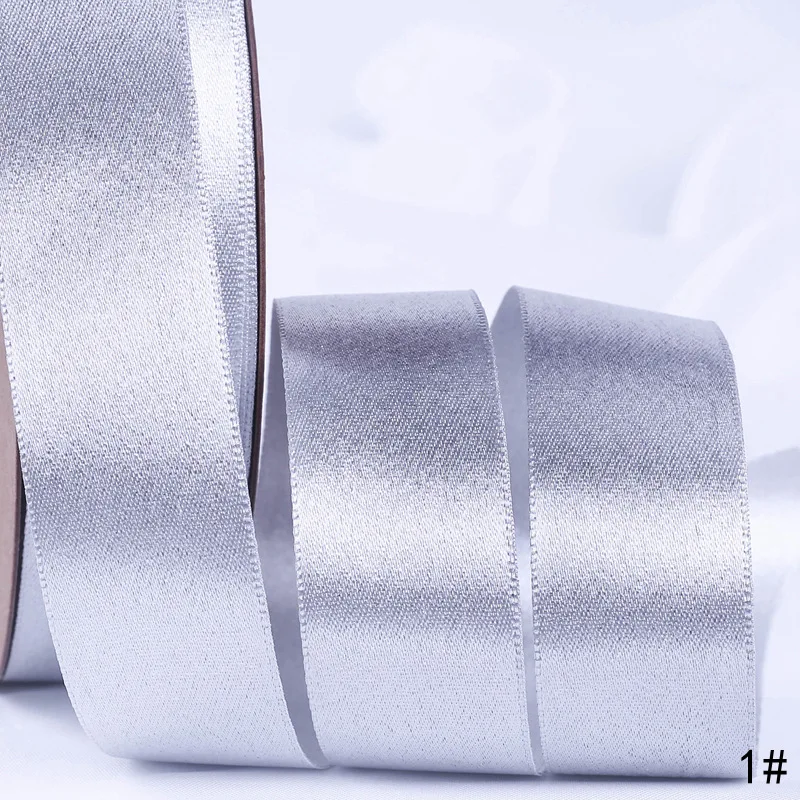 

10mm/15mm/25mm/40mm 40yards Silver Purl Satin Ribbon for Bouquet Gift Wrapping Gift Packing Supplies Handwork Stuff
