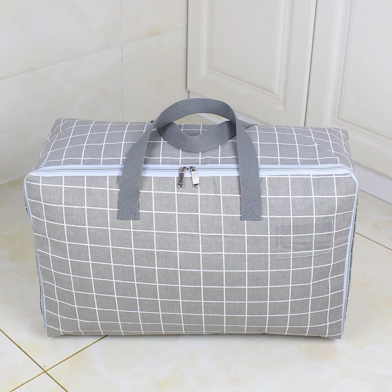 gray grid Портативный шкаф для одежды сумка дышащая сумка для хранения с ручкой Анти-пыль пакет одеяло Органайзер Домашний Органайзер с рисунком - Цвет: gray grid