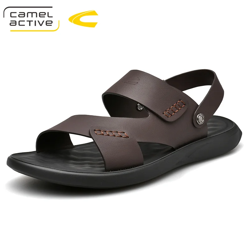 Camel Active/Новые мужские сандалии Летняя обувь из натуральной кожи Новая Пляжная мужская повседневная обувь мужские уличные сандалии размера плюс 38-44 - Цвет: 19288 brown