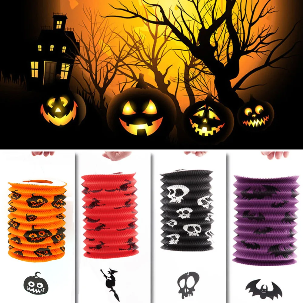 Праздничный фонарь складная бумага светодиодный светильник в виде черепа тыквы