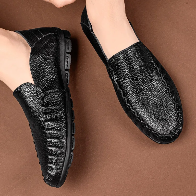 

Men's shoes slip on High quality genuine leather handmade men's loafers slip on fashion Comfortable breathable driving shoes men