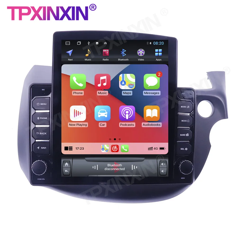 구매 테슬라 스타일 혼다 핏 2008-2013 RHD 안드로이드 10 128G 무선 카플레이 스테레오 수신기 자동차 GPS 네비게이션 라디오 플레이어 라디오