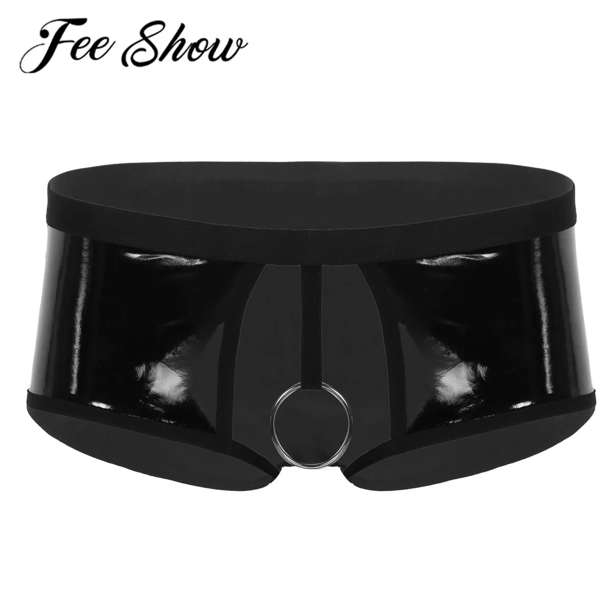 Мужское нижнее белье боксеры трусы для геев влажный вид лакированная кожа
