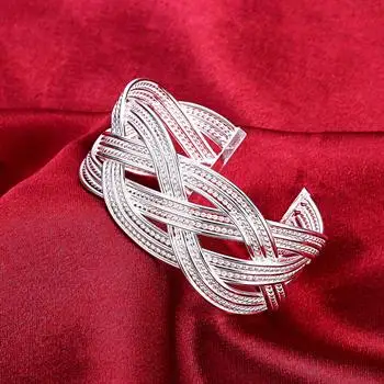

Silver-plated Open Large Woven Bracelet B151 Bracelets for Women Bangles with Charms Jewelry Snake Jewelry Gift Love Bracelet