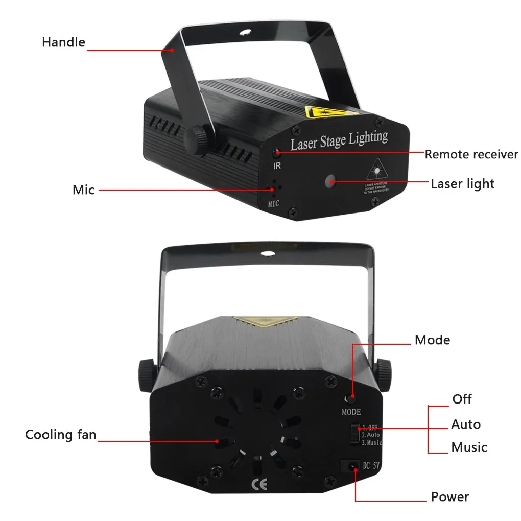 Светодиодный лазерный проектор звездного неба RG музыкальный светильник с ИК