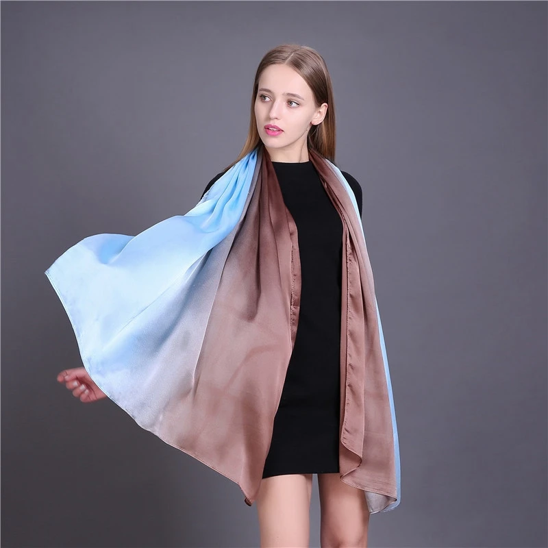 Роскошный брендовый женский шелковый шарф LARRIVED из чистого шелка шали