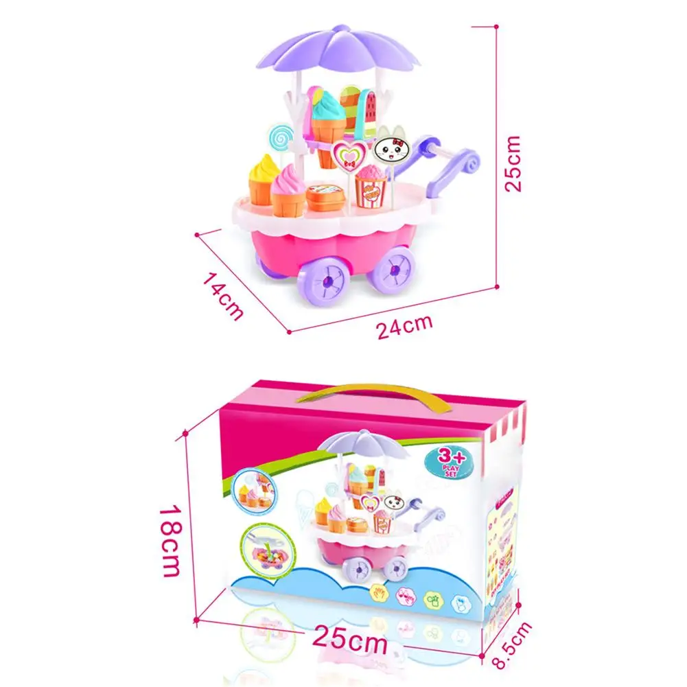 

DIY Assembled Kitchen Toys Girls Ice Cream Cart Toy Set Child's Assembly Kitchen Playsets For Birthday Christmas Halloween