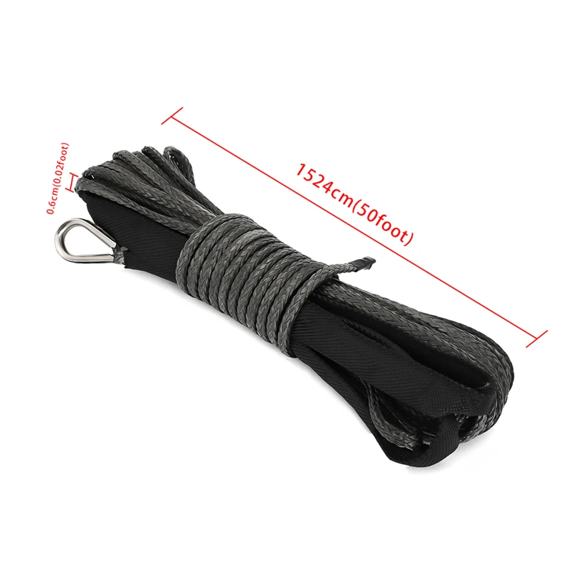 15M 10000LBS Synthetic Winch Rope Line Recovery Cable For Jeep Off Road 4WD ATV UTV Truck Boat SUV Towing | Автомобили и