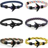 anchor bracelet men charm survival rope chain bracelets paracord fashion black color anchor bracelet male wrap metal sport hooks