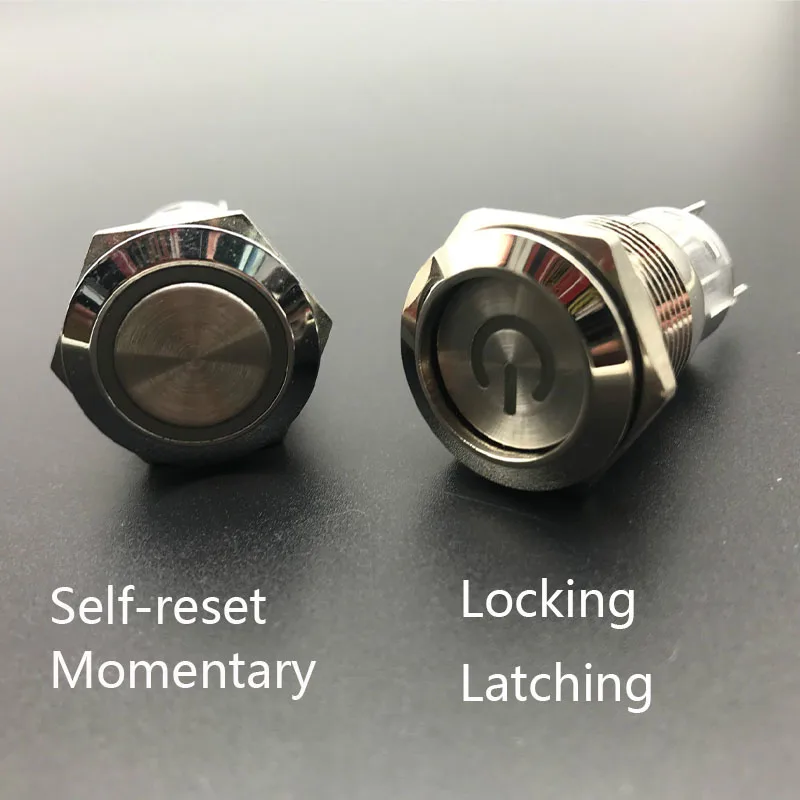 12mm Metal Push Button Switch Ring Power LED Waterproof 3-6V 12V 24V 110V 220V Self-reset Momentary/Locking for Car Auto Engine