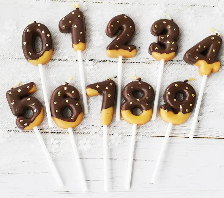 1 шт. креативные шоколадные бисквиты свечи с цифрами на день рождения 0 9 для детей