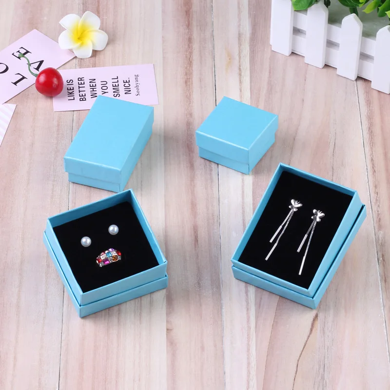 24pcs Square Paper Blue Jewellery Box for Bracelet Necklace Ring Earrings Gift Boxes Cheap Jewelry Display Present Packaging
