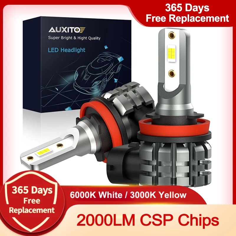 AUXITO 2X H11 светодиодный туман светильник лампы H8 H9 H16 JP CSP 6000k белый/3000 К золотой
