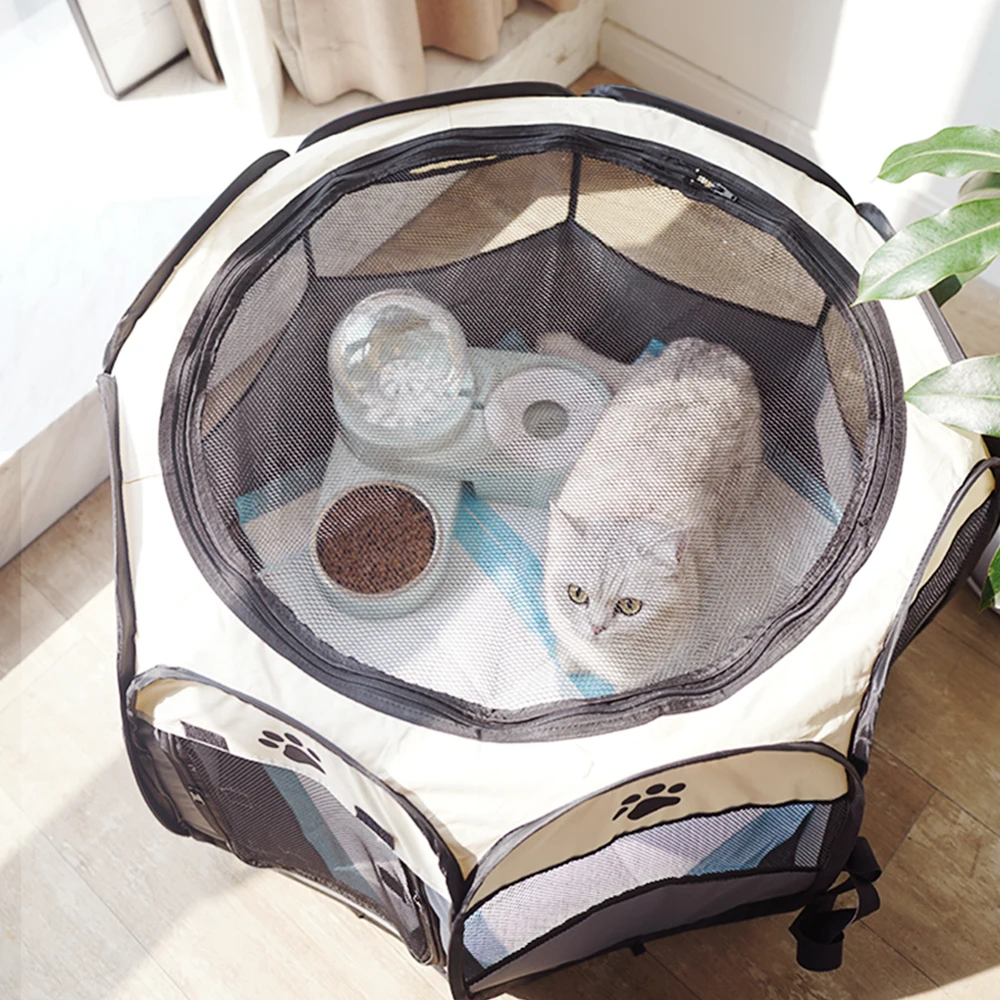 portable folding pet tent dog house octagonal cage for cat tent playpen puppy kennel easy operation fence outdoor big dogs house free global shipping