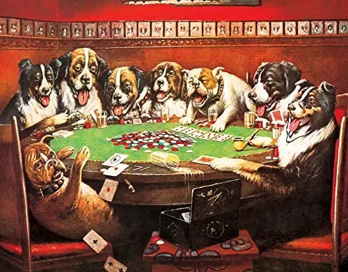 

Metal Tin Sign for Dog Playing Poker
