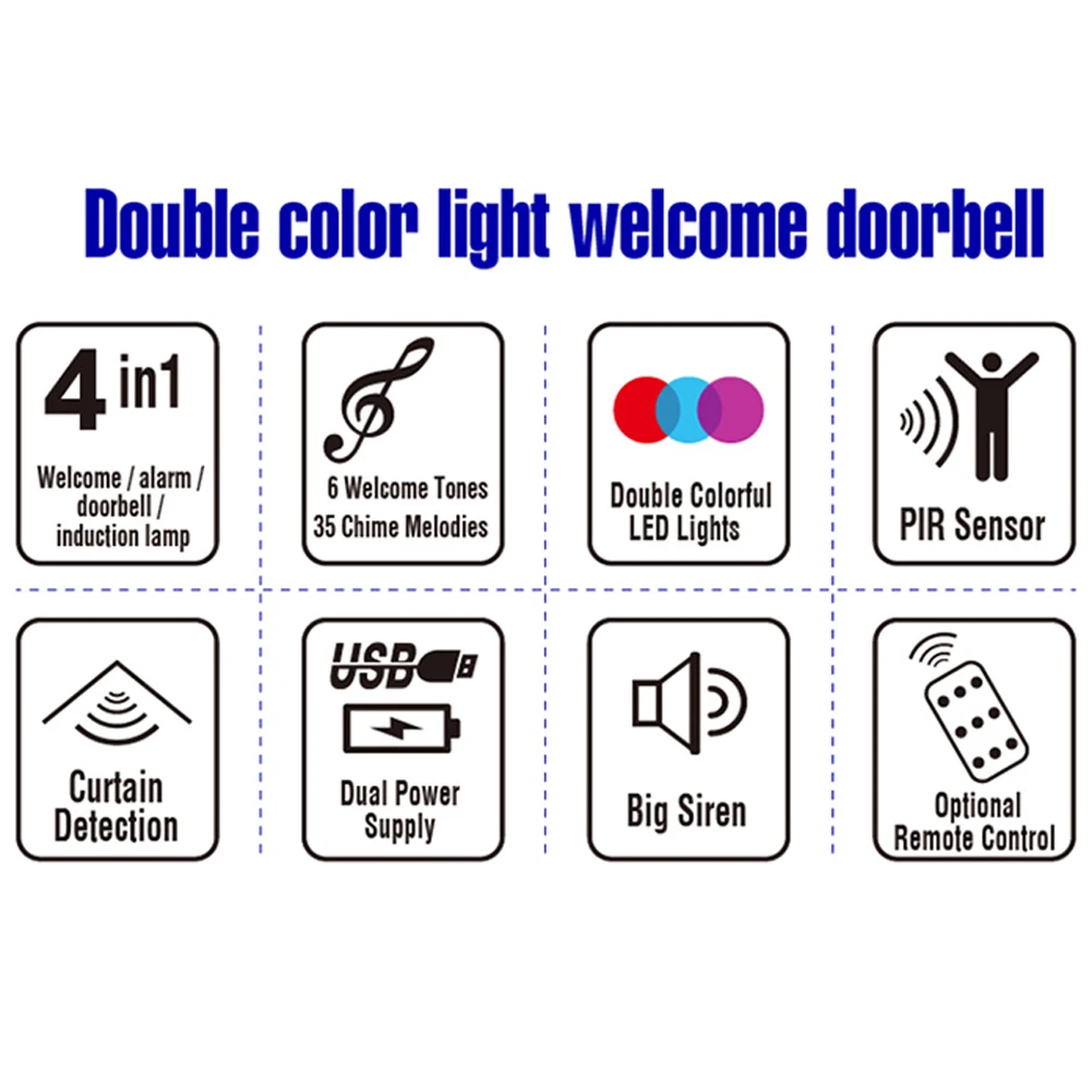 

Motion Detector Welcome Doorbell Deurbel PIR Store Shop Entry Motion Sensor Infrared Induction Alarm Door Bell Night Light New