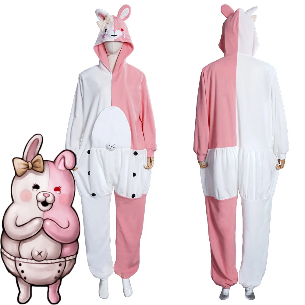 Anime Monokuma Monomi Onesies Pink Teddy Pedo Kumamon Rilakkuma Danganronpa Monomi Pajamas Sleepwear Cosplay Costume