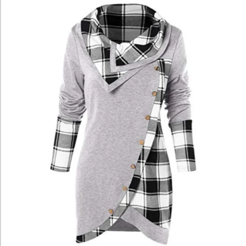 UIDEAZONE клетчатый шарф женская рубашка лоскутные куртки длинный рукав шотландская