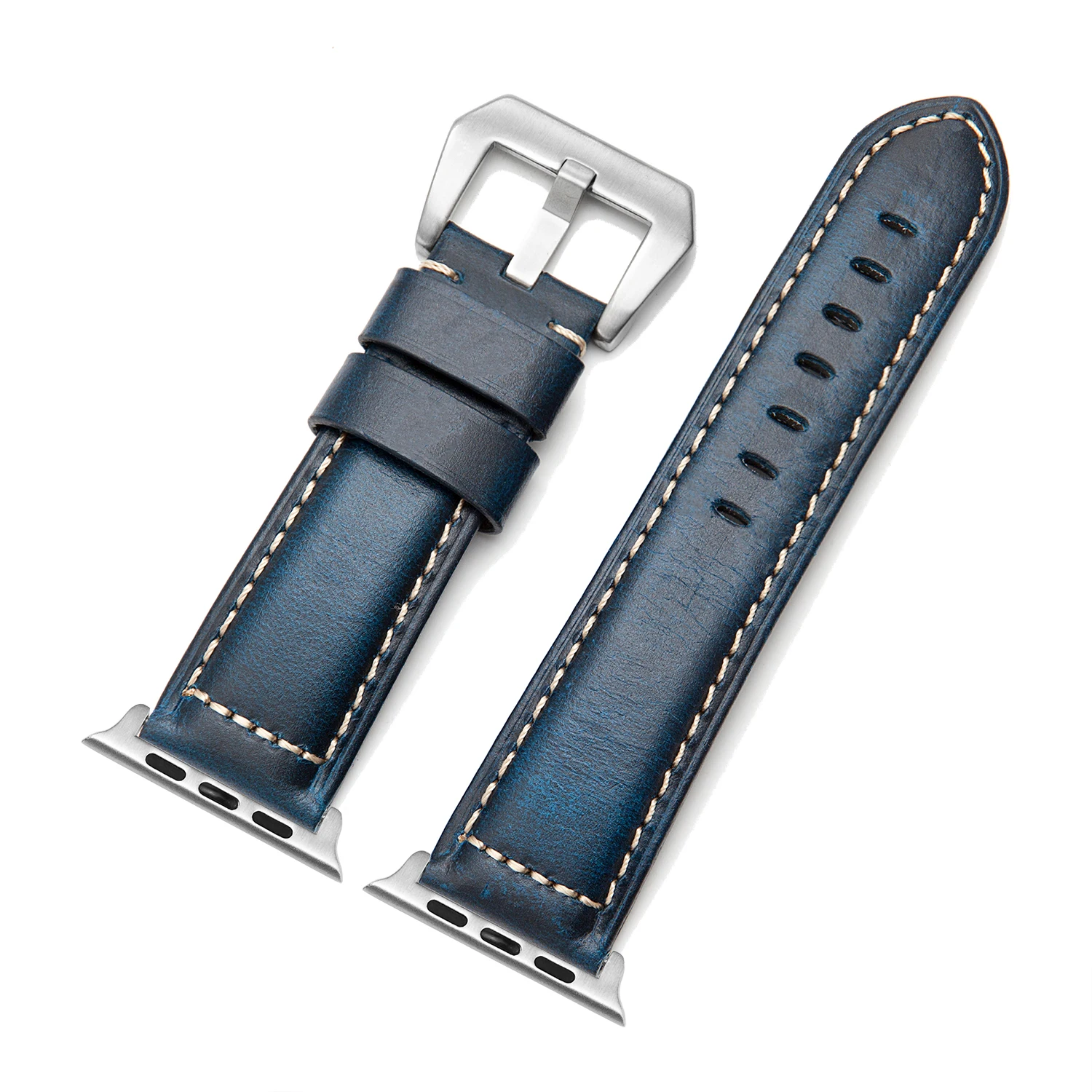 blue sl adapter Ремешок Onthelevel из натуральной кожи для Apple Watch, ремешок 44 мм, 40 мм, ремешок для Apple Watch 42 мм, 38 мм, ремешок для iwatch# D - Цвет ремешка: blue sl adapter