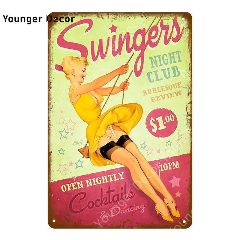 Привлекательные Женские винтажные металлические знаки металлический постер