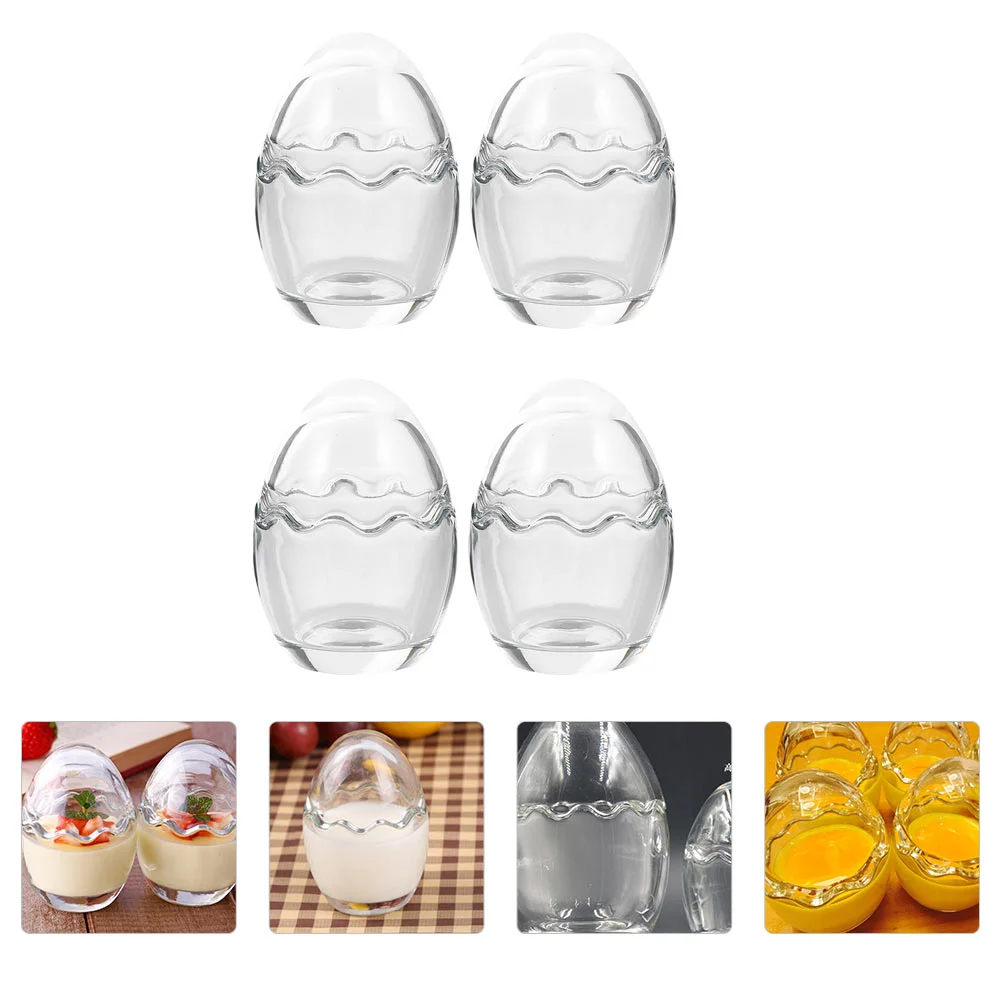 

4pcs High Temperature Resistance Pudding Cups Glass Egg Shell Jelly Containers
