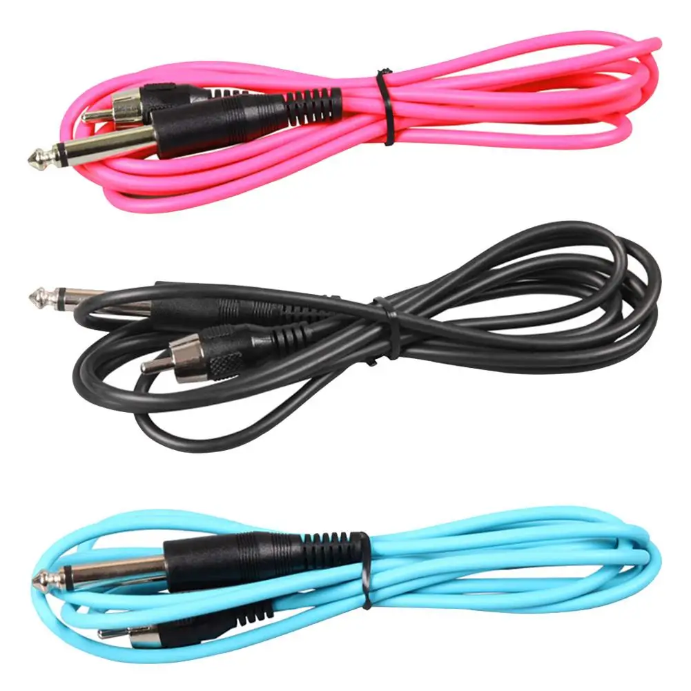 

90 Degree Right Angled Ultra Light Tattoo RCA Clip 60 Core Copper Wire Gold-plated Connector Cord with 1.8m Silicone Cable