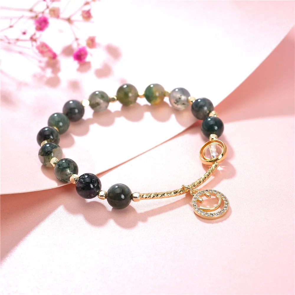 

Цепочка Женская, с круглыми бусинами 8 мм, браслет с агатами дюйма, Y969