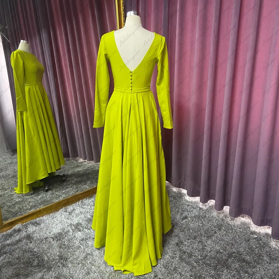 Lakshmigown Chic Boho Wedding Dress Satin V-Back Sexy High Low Bridal A-line Dresses Long Sleeves 2020 | Свадьбы и торжества