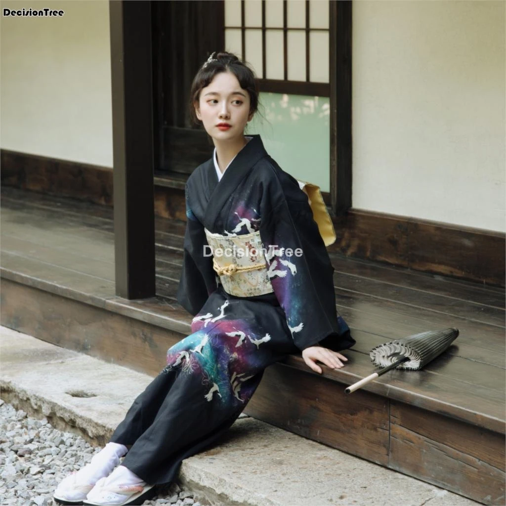 

2023 traditional japanese yukata kimono dress for women haori floral cherry cosplay costumes asian long robes pajamas clothing