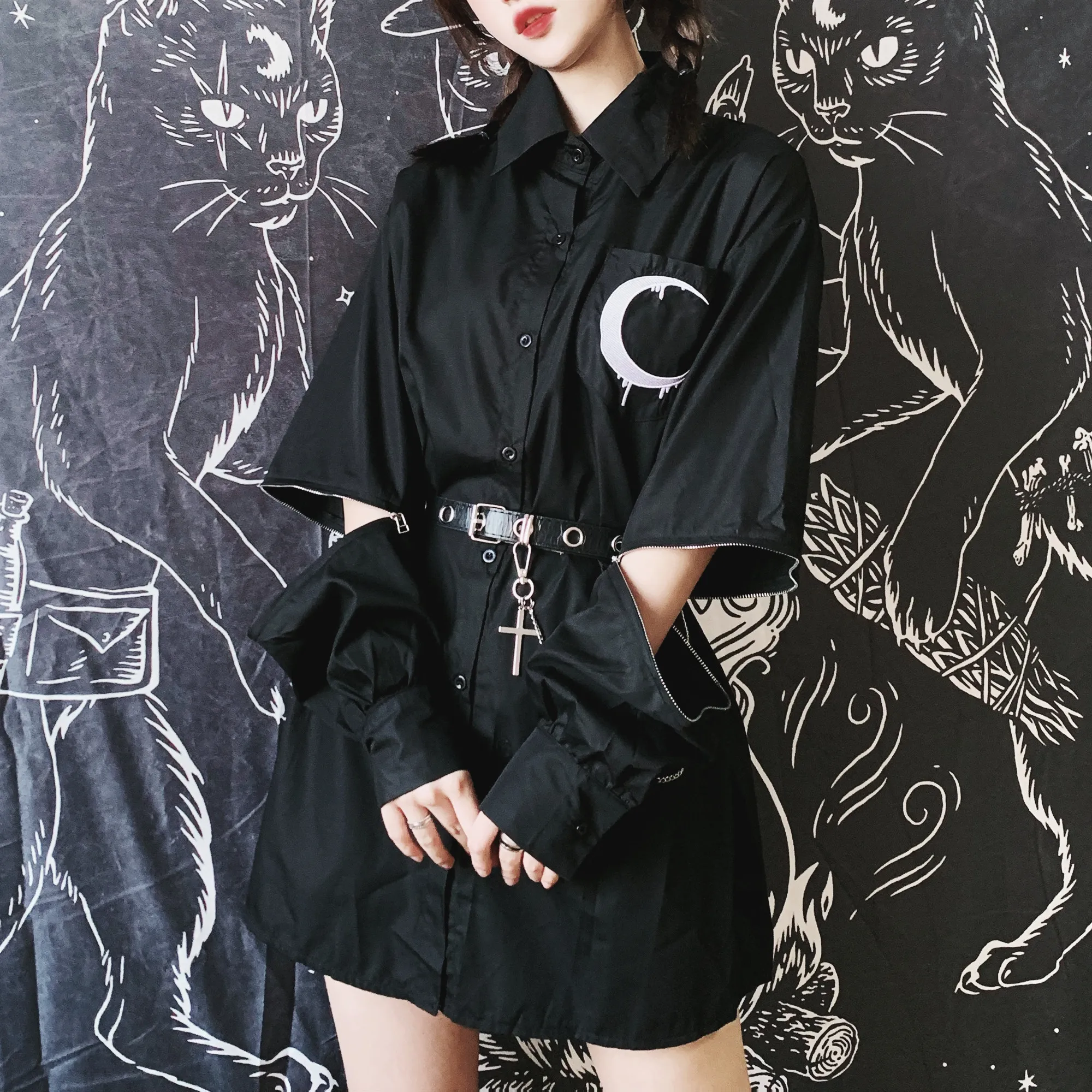 Ruibbit панк Осенняя ретрорубашка в консервативном стиле женские топы с вышивкой