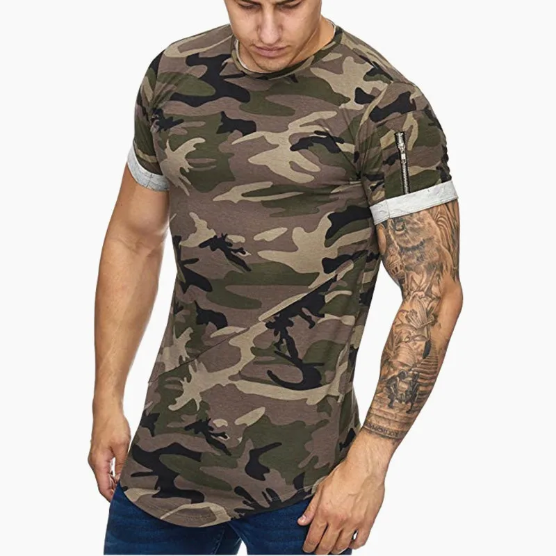 Camouflage Для мужчин футболка бодибилдинг с О-образным вырезом горловины, короткий рукав, футболки Для мужчин Повседневное джоггеры Фитнес камуфляж Футболки-топы тренажерные залы Костюмы - Цвет: Camouflage