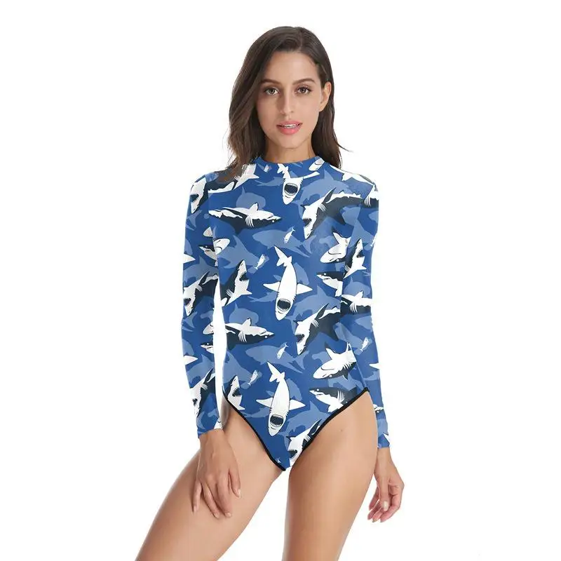 

Woman Long Sleeve monokini Van gogh USA Flag Floral Printed Back Zipper Swimsuit S-XL jump suits for women