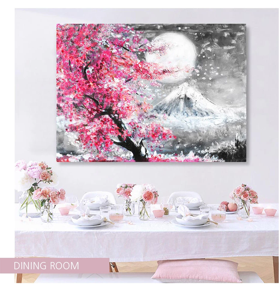 Крепление Fuji Cherry Blossom пейзаж Япония холст настенная живопись искусство плакат масляные принты картины для гостиной кухни домашний декор